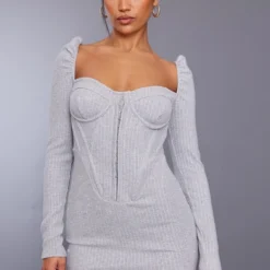 Robe Moulante Côtelée Texturée Gris Chiné à Manches Longues Et Corset 7 Robe Moulante Côtelée Texturée Gris Chiné à Manches Longues Et Corset -Pas Cher Robe Tendre Magasin 2c8d431e04f0fd11ec1e2758f0c216c4b53940a5 cnc7718 3