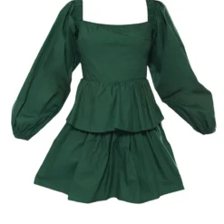 Robe Droite En Coton Vert Forêt à étages Et Manches Longues Détail Dos Noué -Pas Cher Robe Tendre Magasin 2cb54f596195bb812a630eae78f7fccbf8da8b64 cnb4798 5