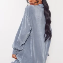 Robe Chemise Bleu Minéral Plissée à Ourlet Volanté -Pas Cher Robe Tendre Magasin 2f4df8274bdf420ffada33dc121e217d601001e4 cnd0032 2