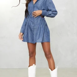 Robe Chemise Bleu Foncé à Taille Froncée Et Découpée 7 Robe Chemise Bleu Foncé à Taille Froncée Et Découpée -Pas Cher Robe Tendre Magasin 2f788b3ea47762ae7029c5b73e0abb9fed10ce94 cnd4048 3