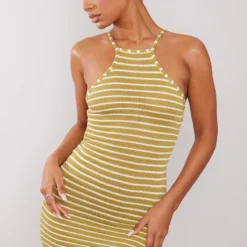 Robe Droite Vert Olive Rayée à Dos Nageur Et Ouvert -Pas Cher Robe Tendre Magasin 2fd4d82b7ec9302eb6923fb97e5a6cbc1ce8ef0b cne2870 2