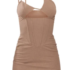 Robe Moulante En Jersey Texturé Taupe à Corset Et Bretelles -Pas Cher Robe Tendre Magasin 3043bb745f1ff7289ba385caac649368e0ee5653 cnd8902 5