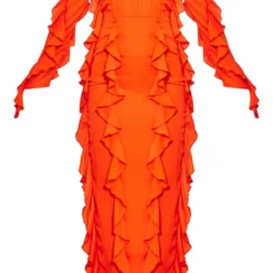 Robe Longue En Mousseline De Soie Orange Brûlé à Corset Et Manches Longues -Pas Cher Robe Tendre Magasin 3140aa8bf2aad824fb9d895fb5251b93b4f4edba cne8541 5