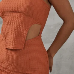 Robe Bustier Texturée Rouille à Ourlet Tombant -Pas Cher Robe Tendre Magasin 315c58e2470430cddda9f575c13f1efe43e5f211 cnc5787 4