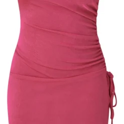 Robe Bustier Très Moulante En Acétate Rose à Ourlet Légèrement Volanté Et Fronces -Pas Cher Robe Tendre Magasin 31aaf83268656fa8181eccc5b07d052a048ffc72 cnd5831 5