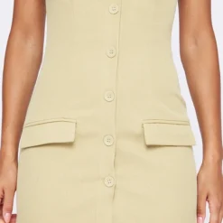 Robe Bustier Moulante Vert Sauge Kaki à Boutons Et Poches -Pas Cher Robe Tendre Magasin 32397b8feafd61f054f7e36ee37b651e83ad8650 cnd8892 4