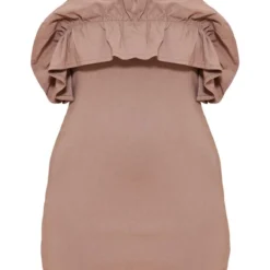 Robe Moulante Tissée Stretch Taupe à Détail Volanté -Pas Cher Robe Tendre Magasin 33c7ac3b6c219635fdbbbcc71b33eabfdb45f3a2 cnd5429 5