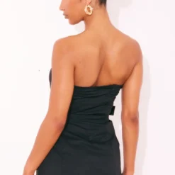 Robe Moulante Cargo Noire Plissée à Ceinture Nouée -Pas Cher Robe Tendre Magasin 34483c2dec624fd55f0f1c8a35a173931ac9d823 cne8495 2