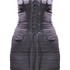 Robe Moulante Style Cargo Gris Anthracite à Lacets Et Détail Boucles -Pas Cher Robe Tendre Magasin 354ae96afc66fb47a6af2735b8514689e956afbc cnc7678 5