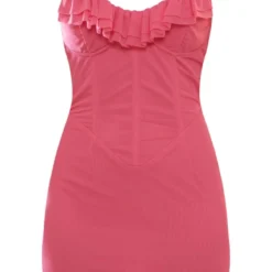 Robe Moulante Volantée Rose Vif à Corset En Mesh Et Bretelles -Pas Cher Robe Tendre Magasin 381d4d554d966edbfe5f3cb34627bd239c736d99 cnd5916 5