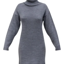 Robe Pull Grise Basique En Maille Tricot à Col Roulé -Pas Cher Robe Tendre Magasin 390b7231985dc35f889705e1a92b06f2ac7c27f3 cmz8167 5