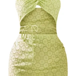 Robe Moulante Sauge En Broderie Anglaise à Découpes Et Bretelles -Pas Cher Robe Tendre Magasin 3a038cff723e26f3c6a04107ed9d37efafce45ff cnd5897 5