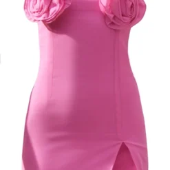 Robe Moulante Rose En Mousseline De Soie à Bretelles Et Roses Sur Le Buste -Pas Cher Robe Tendre Magasin 3a89078bcb025e611d200fa242352f6374af9860 cnd7733 5