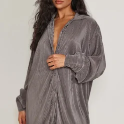 Robe Chemise Gris Anthracite Plissée à Ourlet Volanté -Pas Cher Robe Tendre Magasin 3a93d24ac4d354781a40a9ad6f27ee41818b5ca7 cnd0033 3