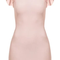 Robe Moulante Rose à Manches Courtes Volantées Et Col Haut -Pas Cher Robe Tendre Magasin 3ac38b7188d7a17e93857480dbfc7ba5268e9922 clr9819 6