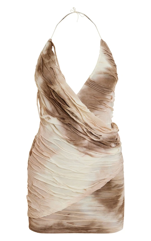 Robe Moulante Portefeuille Déchirée Dégradée Crème à Dos Nu 5 Robe Moulante Portefeuille Déchirée Dégradée Crème à Dos Nu – Image 5