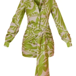 Robe Chemise Verte Imprimé Abstrait à Devant Noué -Pas Cher Robe Tendre Magasin 3c39f1c601d6fbaa2a90c19ffb3f26541f34735c cmy6049 6