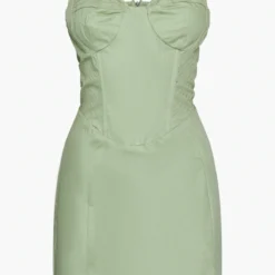 Robe Moulante Cargo Vert Sauge à Détail Corset Et Coutures Contrastantes -Pas Cher Robe Tendre Magasin 3c6ca618d0c7174f4f228078b370a1cbb18b299a cne2865 5