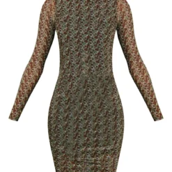 Robe Moulante En Mesh Kaki Imprimé Petites Fleurs à Détail Froncé -Pas Cher Robe Tendre Magasin 3f878ba9298ff2fb008a32e44760014d04aa407d cnb9628 5