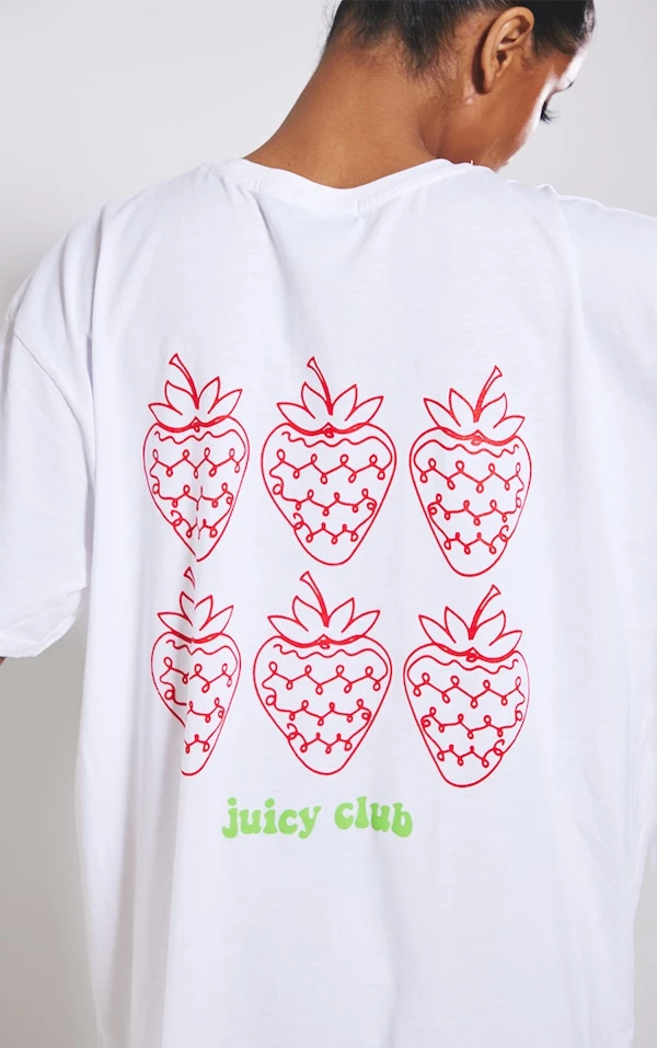 Robe T-shirt Oversize Blanche à Slogan Juicy 4 Robe T-shirt Oversize Blanche à Slogan Juicy – Image 4