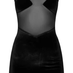 Robe Moulante En Mesh Noir Sans Manches à Détail Bonnets En Velours -Pas Cher Robe Tendre Magasin 40de5cede5d365240b0ac28733fd69ef80bcf25e cnb9237 5