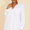 Robe Chemise Blanche à Manches Longues