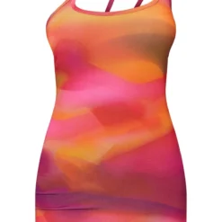 Robe Très Moulante Rose Imprimé Abstrait à Bretelles Asymétriques -Pas Cher Robe Tendre Magasin 44f6be949d220ad9f091e46cb919041c607198c6 cmr7336 6