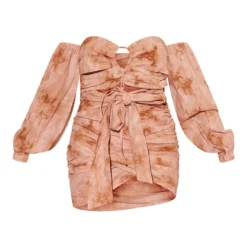 Robe Bustier Moulante Gris Pierre Imprimé Tie & Dye Effet Lin Nouée Sur La Taille -Pas Cher Robe Tendre Magasin 4567bb28b324c4a3246b38885bec791951bfda29 cmw9219 6