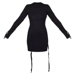 Robe Moulante Portefeuille En Maille Tricot Noire Nouée -Pas Cher Robe Tendre Magasin 48e89be4138b116f642793e80519064240670330 CNC7279 5