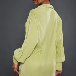 Robe Chemise Vert Citron Plissée à Ourlet Volanté -Pas Cher Robe Tendre Magasin 491d9d1f72ea216ab0bc2019e79871bb2cd99ae7 cnd2234 2