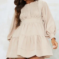 Robe Babydoll En Maille Gris Pierre Volantée à étages -Pas Cher Robe Tendre Magasin 497aa91a8ed821a53a29c04810c73f4a7b860567 cmt9402 4