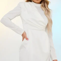 Robe Moulante Texturée Satinée Crème Drapée à Col Montant -Pas Cher Robe Tendre Magasin 4c3c2c8eaeb7ac3d4ab2c4a07414a228d34ed0a9 cnd2023 3