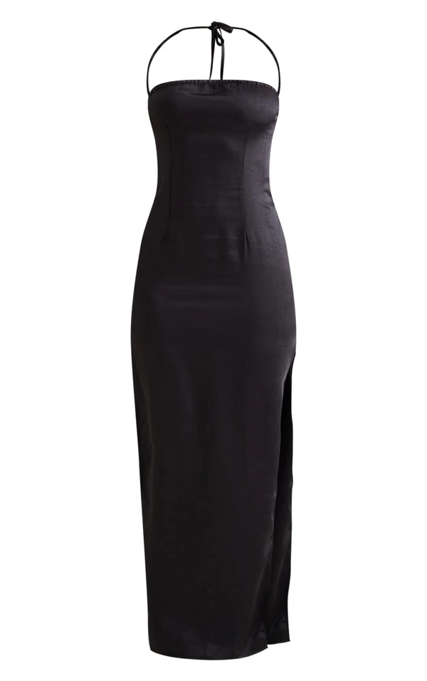 Robe Fendue Longue Satinée Noire à Dos Nu 5 Robe Fendue Longue Satinée Noire à Dos Nu – Image 5