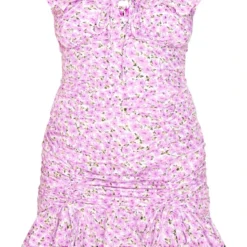 Robe Moulante Froncée Volantée Violette Fleurie à Bretelles -Pas Cher Robe Tendre Magasin 4e57caccf57d7884539e7ddb14dbb35136bc503a cnd8860 5