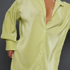 Robe Chemise Vert Citron Plissée à Ourlet Volanté -Pas Cher Robe Tendre Magasin 4fd9ef56c4b50565a0209f5c8d1d4f447421aebe cnd2234 4
