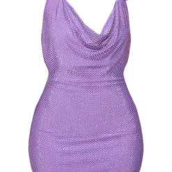 Robe Moulante En Mesh Violet Strassé à Col Bénitier Et Détail Boucles -Pas Cher Robe Tendre Magasin 50865da280c45da5451e0803eb5cf35e14fd956a CND8678 5