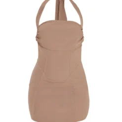 Robe Moulante Tissée Café Au Lait à Dos Nu Noué Et Armatures -Pas Cher Robe Tendre Magasin 50a00c649d13d644dce69c6f4b23dd775d4e777a cnd0016 5