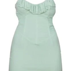 Robe Moulante Volantée Vert Sauge à Corset En Mesh Et Bretelles -Pas Cher Robe Tendre Magasin 527f07cf8c5e8dc372099ca79e15e6bf0a2544b4 cnd5917 5