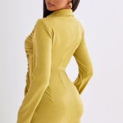 Robe Moulante Froncée Kaki à Agrafes Et Détail Revers -Pas Cher Robe Tendre Magasin 556315de4e34b2e08ee6dd39c31a309f7e5a7fd8 cmy4455 3