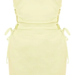 Robe Bustier Moulante Effet Lin Vert Citron à Lacets Sur Les Côtés -Pas Cher Robe Tendre Magasin 55bd54ca06ff17caa44c17450e96b2208763510f cne1393 5