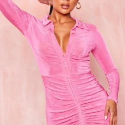 Robe Chemise Moulante En Acétate Rose à Jupe Froncée 7 Robe Chemise Moulante En Acétate Rose à Jupe Froncée -Pas Cher Robe Tendre Magasin 560820225ac4646c8505508b66ae08d0d52aad6a cmz5890 4