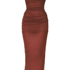 Robe Longue En Mesh Très Froncé Chocolat à Col Montant -Pas Cher Robe Tendre Magasin 56cb1eafd6c1520ee3cddd9eee7076ecbc50a335 cnc5659 5