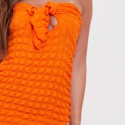 Robe Bustier Moulante Orange Texturée Nouée Sur Le Devant -Pas Cher Robe Tendre Magasin 56e9096c12eaf31e9d8c827c86c45da55b5b5460 cmz4639 5