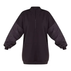 Robe Sweat Noire Oversize à Manches En Nylon Contrastantes -Pas Cher Robe Tendre Magasin 57e49f137a7ff8425408f0f4ce8228b37124f097 cnb1089 5