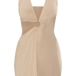 Robe Très Moulante Drapée Nude à Dos Nu Et Empiècement -Pas Cher Robe Tendre Magasin 589e9926c2b6d32a637a0d9c22eb428c09f3560c cnd0405 5