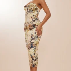 Robe Longue Satinée Beige Fleurie à Détail Bonnets Torsadés -Pas Cher Robe Tendre Magasin 58ca3a779ae0eaa3dbfce48c02848b6d1d5ac871 cnc9983 3