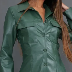 Robe Chemise En Similicuir Kaki à Boutons -Pas Cher Robe Tendre Magasin 592b4a0523d16cdc6e6654e89122e73c16e456bf cnc6638 4