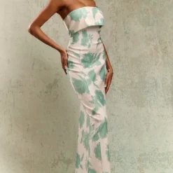 Robe Bustier Longue Sauge Fleurie Repliée -Pas Cher Robe Tendre Magasin 59f20b6d70b879acf200e308bd35a346646b1ecc cne8510 3