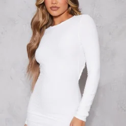 Robe Moulante Texturée Blanche Nouée Et Ouverte Dans Le Dos à Manches Longues 6 Robe Moulante Texturée Blanche Nouée Et Ouverte Dans Le Dos à Manches Longues -Pas Cher Robe Tendre Magasin 5a106e8028edde0cca272e6c51ae23cf9bbc170c cna4543 2