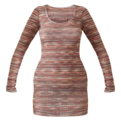 Robe Moulante Côtelée à Rayures Marron Et Manches Longues -Pas Cher Robe Tendre Magasin 5ae99d15605c15849872d5fff2d6f77d34477a20 cnd4307 5